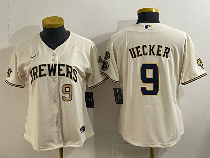 Youth 2025 Milwaukee Brewers #9 Uecker Cream 2025 Nike MLB Jersey 013